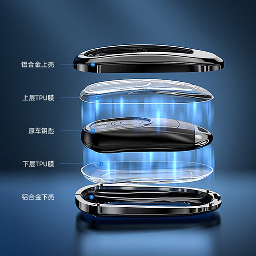 适用于别克gl8钥匙套 2022-23新款别克车专用钥匙壳钥匙套钥匙包 B款铂金灰 方扣款GL8 653T/652T