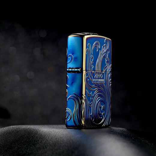 ZIPPO [Light Luxury Tangcao] Treasure Wind-proof Kerosene Lighter Smoked Gold Baked Blue Collection Gifts for Boyfriends and Mens One Size Qianqiu Pattern (TC9901XJ)