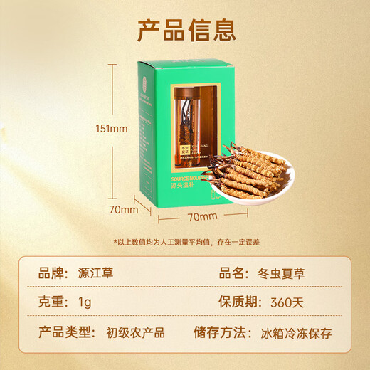 源江草冬虫夏草高洁净虫草3根/g 1克养生滋补品体验装【好滋补认证】