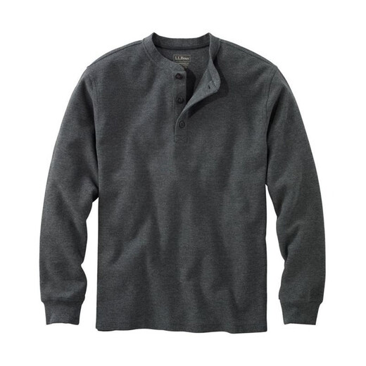 L.L.Bean men's T-shirt pure cotton Henry collar casual sports fashion versatile pullover bottoming shirt soft TA502224 Barley Heather S suitable for bust 97-105CM