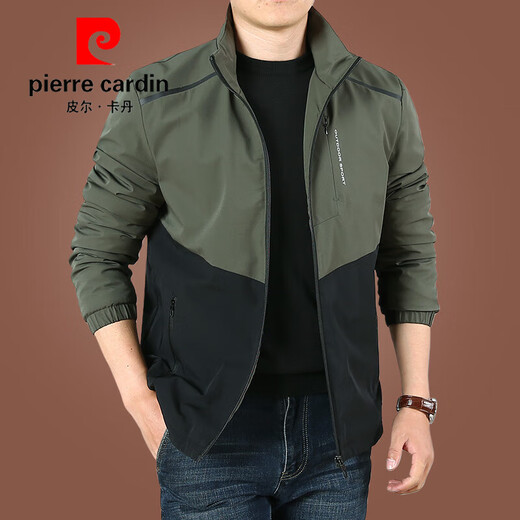 Pier Cardin Herrenjacke Herbst Herbst Kleidung 2025 Neue Stand-up-Kragenjacke mittleren Alters Herren-Farbblockierung Casual Herbst Top 9896 [Grauschwarz] Plüsch M 170spezifikationen (120jin [Jin entspricht ca. 0,5 kg]))