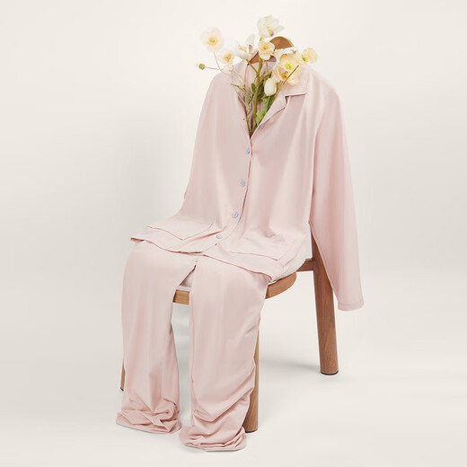 Lucky cotton micro-elastic anti-wrinkle 95 cotton 3A antibacterial home clothes Nature skin-friendly soft velvet suit cardigan pajamas autumn couple pajamas women's light pink L