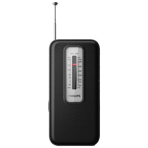 飞利浦（Philips） TAR1506 便携式收音机 FM/MW调频 经典老式复古 电池供电调谐灯 接收效果极佳 父母老人礼物 黑色 调频/中波 模拟调谐 电池供电