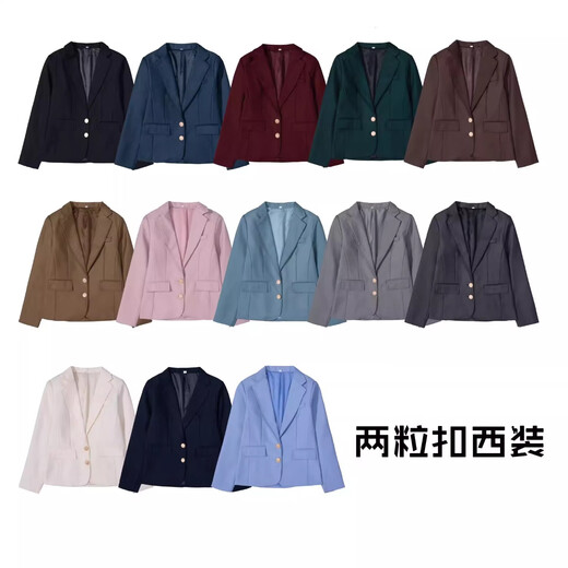 Luo Meijiang jk uniform blazer spring and autumn original style college style school supply sense short coat women's cardigan JK two-button black suit It is recommended to go up one size S