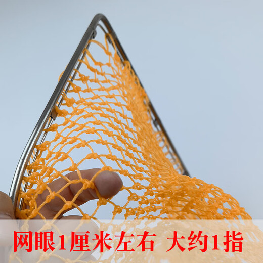 Yuxiyuan solid wooden handle integrated copy net stainless steel double circle net head fishing net to catch crabs, shrimps, seafood, fishing gear, wooden handle 60 cm, mouth width 35 cm, depth 30 cm