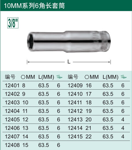 
Shida 10mm 38 Zhongfei Hexagonal Metric Extended Sleeve Sleeve Chrom Vanadium Steel CR-V Mechanical Repair Auto Repair 8mm Zhongfei Extended 12401