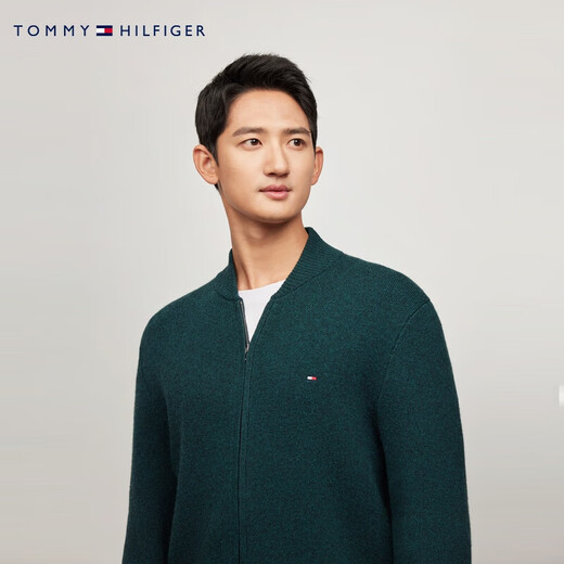 Tommy Hilfiger【纯羊毛】男装商务休闲棒球领羊毛衫针织开衫外套03258