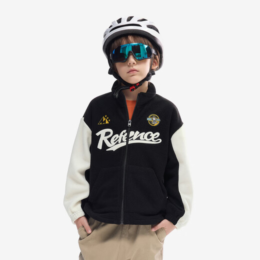 Maqidun (MQD) MQD Kinderkleidung Jungen für Frühling und Herbst Wärme Fleece College -Ständer Collar Cardigan Kinder Top Black 140