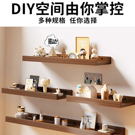 All are wall storage racks, one-word partition display rack, living room wall-mounted shelf organizer, simple wall-mounted shelf rack 60X15CM walnut color