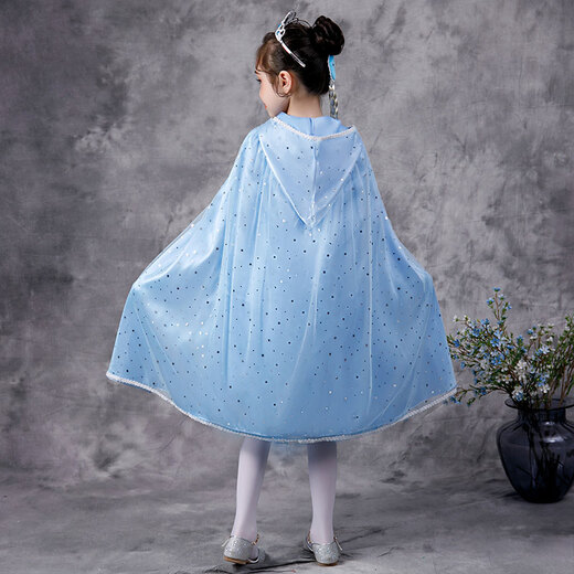 Bear Elf Frozen Cloak Princess Aisha Châle avec manteau pour enfants pour l'extérieur de la taille du manteau de velours coréen bleu de fils de fils d'été (recommandé d'être environ 90-120 de haut)