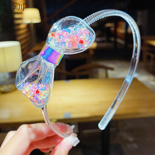 Lingchuan girl's small diamond bow hairpin children's hairband Korea does not hurt the head princess baby toothed anti-slip headband female 4# color