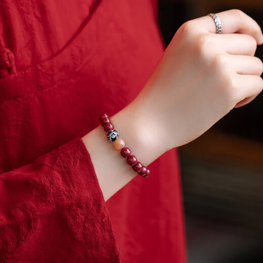 EVAIY Original Purple Gold Imperial Cinnabar Bracelet Women's Year Authentic Transfer Buddha Bead Bracelet Men's Birthday Gift 8mm Diameter Bead Imperial Sand Bracelet Length 15cm