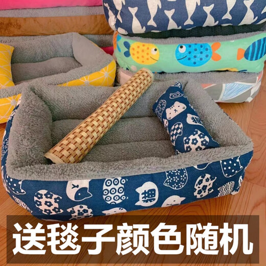 Benido pet nest pad Teddy dog ​​kennel cat kennel bed universal washing breathable moisture-proof summer cool mat warm nest Cat [giving pillow + blanket + mat] L-60*43 [suggested 15 Jin [Jin equals 0.5 kg]]