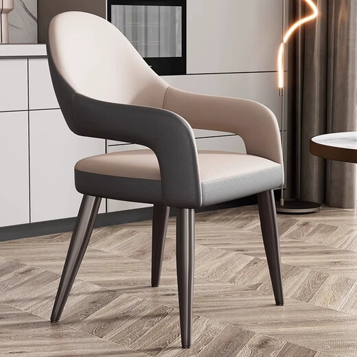 Lexuan Nordic Light Luxury High-end Dining Chair Italian Modern Simple Backrest Dining Table Hotel Restaurant Negotiation Chair Leather Master Chair B80-Light Gray-(Upgraded Model)