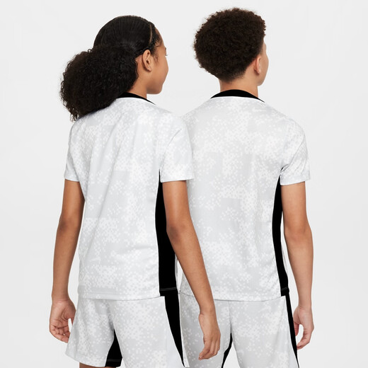 Nike (NIKE) official boys and girls big children quick dry short-sleeved football top summer new knit training FV0291 043 platinum/black/white 135 XS