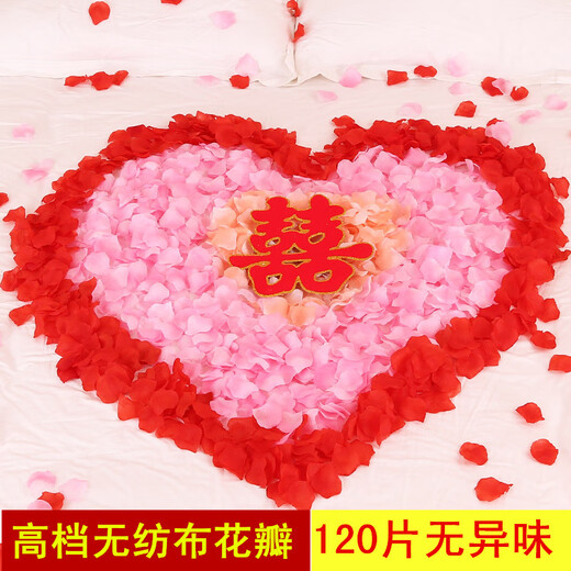 Valentine's Day atmosphere layout, simulated petals, roses, proposal, marriage confession, birthday decoration, romantic wedding, newlywed room, blue petals/120 pieces