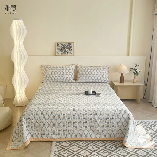 Yazan's new six-layer pure cotton gauze soft mat newborn baby bedding set innocence series flower cat 220*240cm extra large double sheet