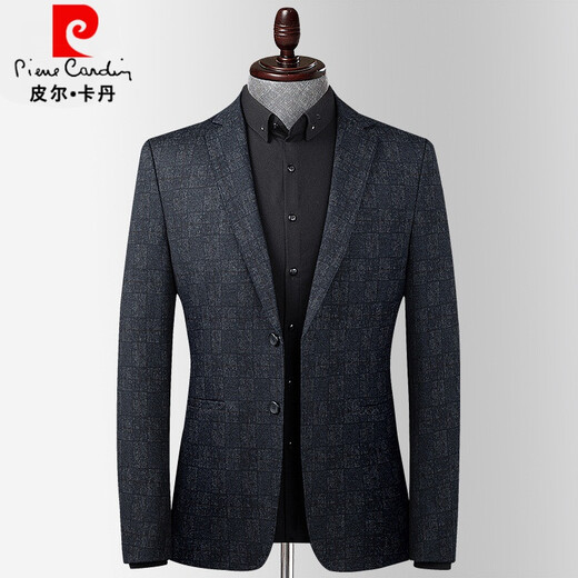 Pierre Cardin men's young and middle-aged casual suits spring and autumn new Korean style business casual small suits slim single suit jacket LB3309 black gray XL 180