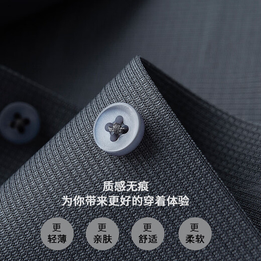 PRIDEME轻奢秋季薄款免烫抗皱华夫格衬衫男长袖修身大领V领休闲衬衣男士 BNS6636-白色 4XL