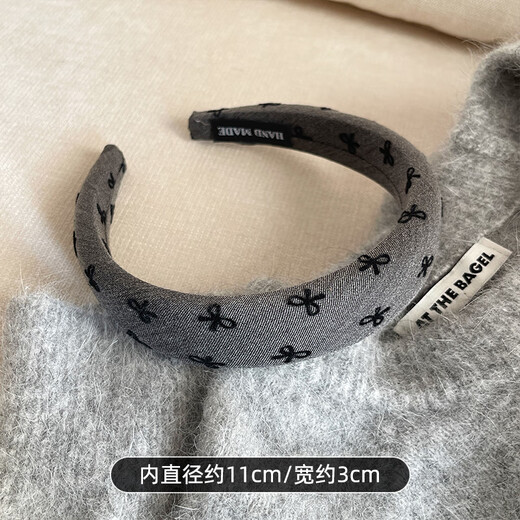 Morning Star Summer Gray Fabric High Headband Women's New Fashion Versatile Headband Hairpin High-end Hair Bundle One wide-brimmed gray bow headband