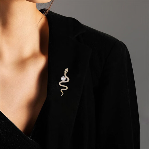 Qlady snake brooch, high-end female brand corsage, niche design, anti-exposure pin, suit accessories, birthday gift
