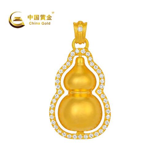 China Gold (CHINA GOLD) Gourd Gold Necklace Women's 999 Pure Gold Pendant Birthday Gift for Girlfriend and Wife Gourd Gold Pendant with Silver Chain Gold Weight Approximately 1.6g Fixed Version