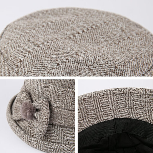 SOMUBAY (SOMUBAY) autumn and winter middle-aged and elderly women's fashionable warm thickened fisherman hat basin hat woolen granny style hat light khaki color one size adjustable 56-58CM