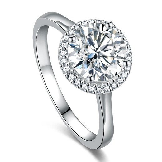 AVHE platinum PT950 diamond ring, cultivated diamonds, 18K gold snowflake square wrapped round bud, twisted arm full of diamonds, wedding gift for Chinese Valentine's Day, 30 points D color diamond + round bud thin ring arm + platinum ring. Ring number can be consulted.