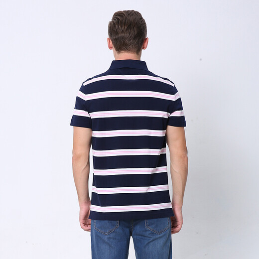 
Weipeng (weipeng) [bead floor cotton] Men's short-sleeved polo shirt in summer natural skin-friendly classic fashionable casual striped t-shirt D12049 Navy Blue M