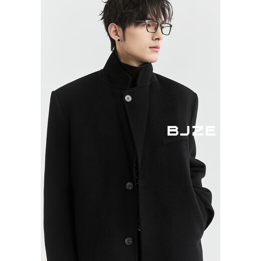 Earl Dowle [Long Over Knee/Down Bottom] Full Wool Coat 100% Men's Commuter Jacket 2024 Autumn and Winter New Midnight Black (Regular Style) XL (180)