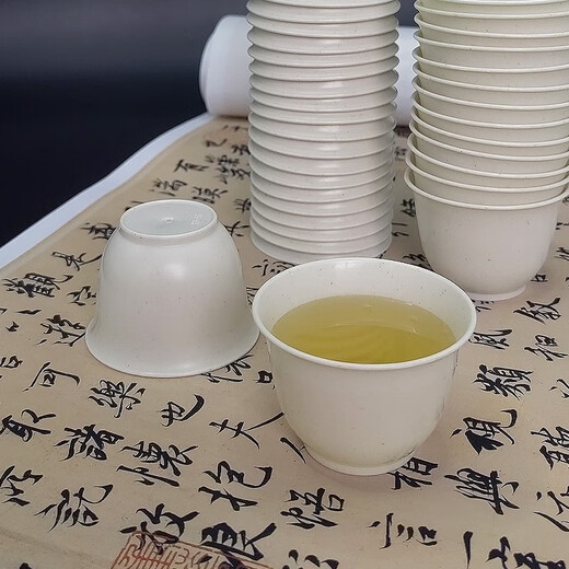 Jialiangjie disposable small tea cup rice husk thickened hard cup environmentally friendly food grade plastic cup for home office hospitality tea drinking commercial 60ml rice husk tea cup 1 pack (45 pieces)