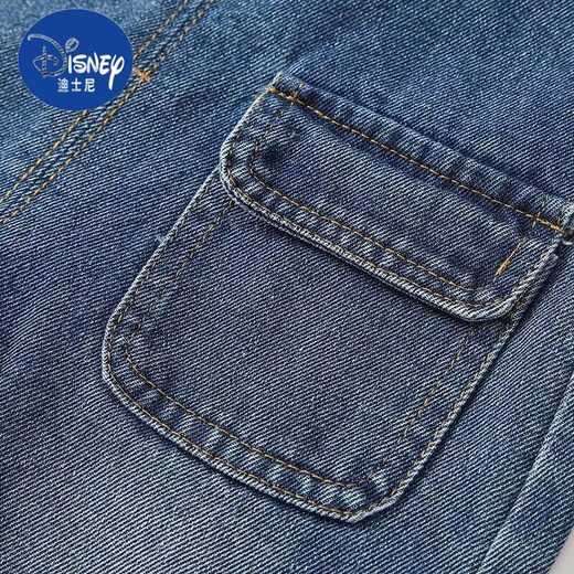 Disney baby denim overalls 2025 spring and summer style for children, boys and girls, 1 to 3 years old, stylish loose overalls for outer wear, blue overalls, size 90, height 90, detachable