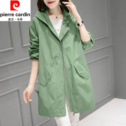 皮尔卡丹（pierre cardin）风衣女中长款小个子春秋季新款外套气质休闲百搭时尚显瘦洋气上衣 米白双层 XL 建议120-135斤