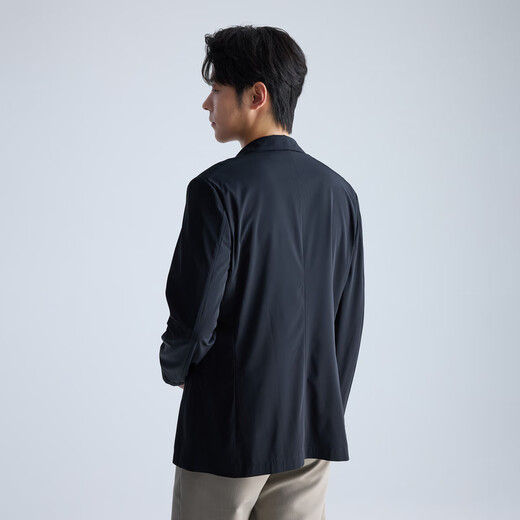 利郎青年商务男装【防紫外线】西服男纯色凉感超薄空调服弹力西装外套 黑色 XL (175)