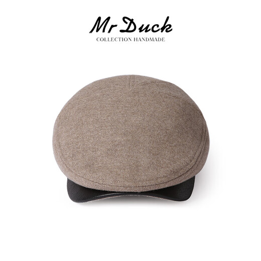 Mr DUCK limited edition British Marling&Evans lambskin cap men's winter high-end forward hat warm taupe (100% merino lambswool)-MW461101 L (58-59cm)