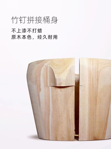 Steamed rice wooden barrel, fir wood steamed rice barrel, kitchen large and small rice steaming artifact, household commercial steamer, handmade, low sugar, 24cm wooden bottom with lid, steamed about 2.5Jin, Jin is equal to 0.5kg of rice