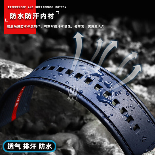 靓美莱适配沛纳海潜行PAM1391/1565庐米诺PAM01404系列尼龙橡胶手表带男 蓝色原线  银色针扣 24mm表带宽度