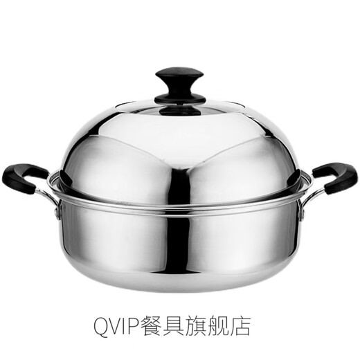 QVIP steam hot pot 40 stainless steel steamer single layer household soup pot steaming pot sauna pot commercial induction cooker high lid sauna pot 32