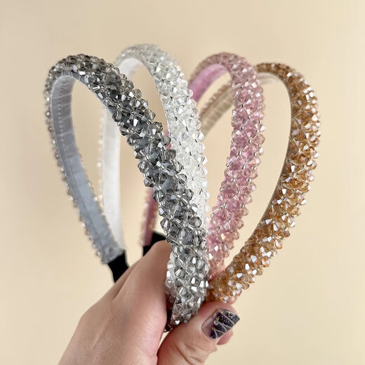 Tang Funi headband women's high-end going out headwear headband girls children's rhinestone headband face wash headband headband women 2024 new style champagne color