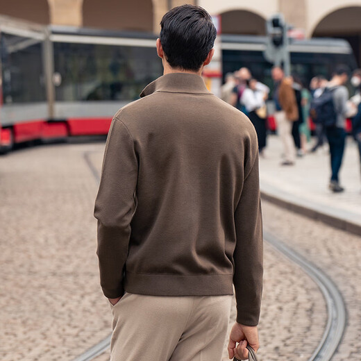 Mr. Cold Wool Blend Solid Color Stand Collar Cardigan Veste Spring and Automn Pull Men BT12139 Smoke Green L / 175