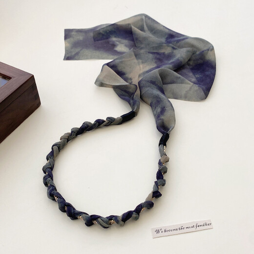 Mixin streamer headband female Korean simple hairband bow braided hair rope headdress sweet super fairy hairpin internet celebrity headband ink gray