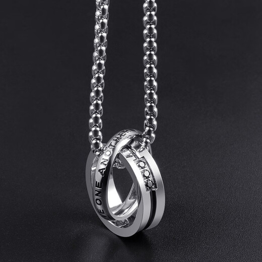 MZMZ platinum necklace men's pt950 platinum trendy double ring pendant for boyfriend birthday gift Valentine's Day light luxury model-fashionable double ring necklace