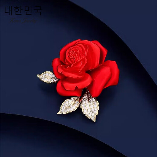 Coriander red rose brooch for women, light luxury, temperament corsage, suit sweater pin, trendy holiday gift, red lily 004 A11-202