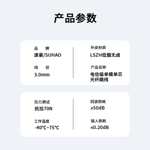速豪（SUHAO）电信级光纤跳线SC-SC单模单芯低烟无卤光纤线单模光纤跳线3.0 收发器尾纤连接线 1米 SH-3SCSC01