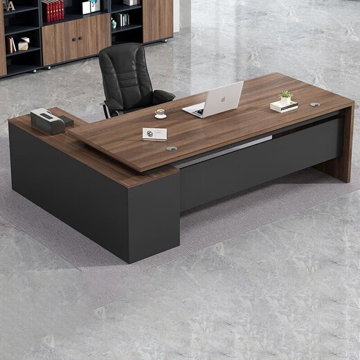 Dounian boss desk office desk president desk can be customized 1.8 meters 2 meters double cabinet executive desk office furniture manager table dark walnut total length 180 + width 80 + side cabinets