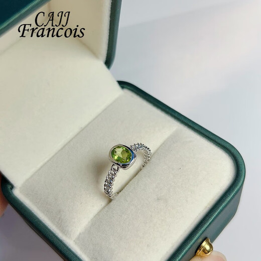 CAJJ Francois Peridot Ring for Women Daily Versatile Jewelry Gift for Personal Wear 925 Silver Natural Colored Jewelry Gemstone Hong Kong No. 11