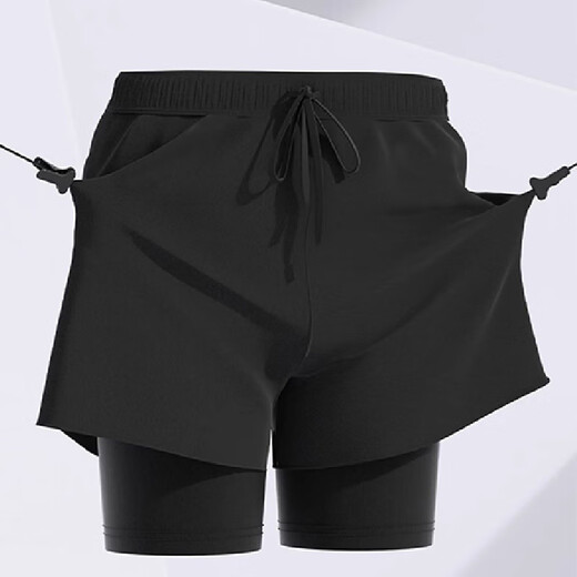 Xinnan swimming trunks for men loose quick-drying large size anti-embarrassing flat corner beach pants shorts hot spring professional swimming equipment Black men swimming trunks [180-220Jin [Jin equals 0.5 kg]]