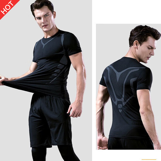 NIUKAILE sports t-shirt men's quick-drying short-sleeved ice silk summer half-sleeved tops loose fitness running basketball training clothes summer sci-fi short-sleeved L