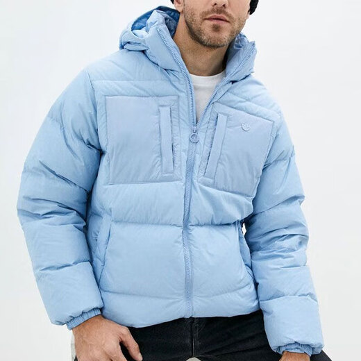 阿迪达斯 （adidas） 三叶草羽绒服男士冬季新款户外运动服保暖休闲连帽棉衣夹克 H13565天蓝色 XS