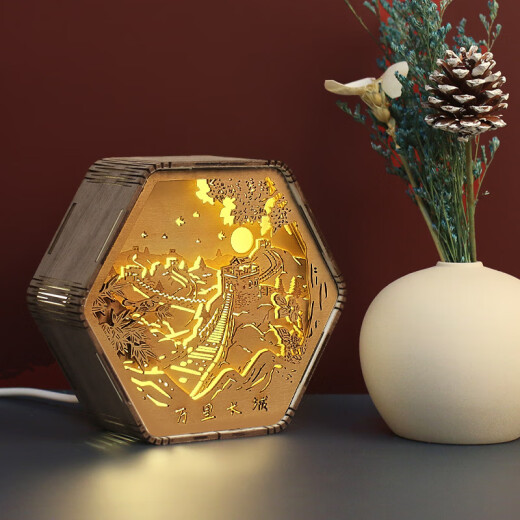 Mulangjun lamp creative gift retro cultural creative gift bedside 3D night light decorative ornaments table lamp paper carving lamp Dunhuang Feitian ordinary USB interface (without battery)